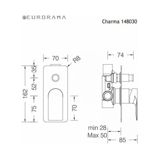 Μίκτης Εντοιχισμού 2 Εξόδων Eurorama Charma Chrome 148030SL-100 Χρωμέ Μίκτης Εντοιχισμού 2 Εξόδων Eurorama Charma Chrome 148030SL-100 Χρωμέ